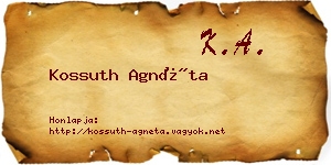 Kossuth Agnéta névjegykártya
